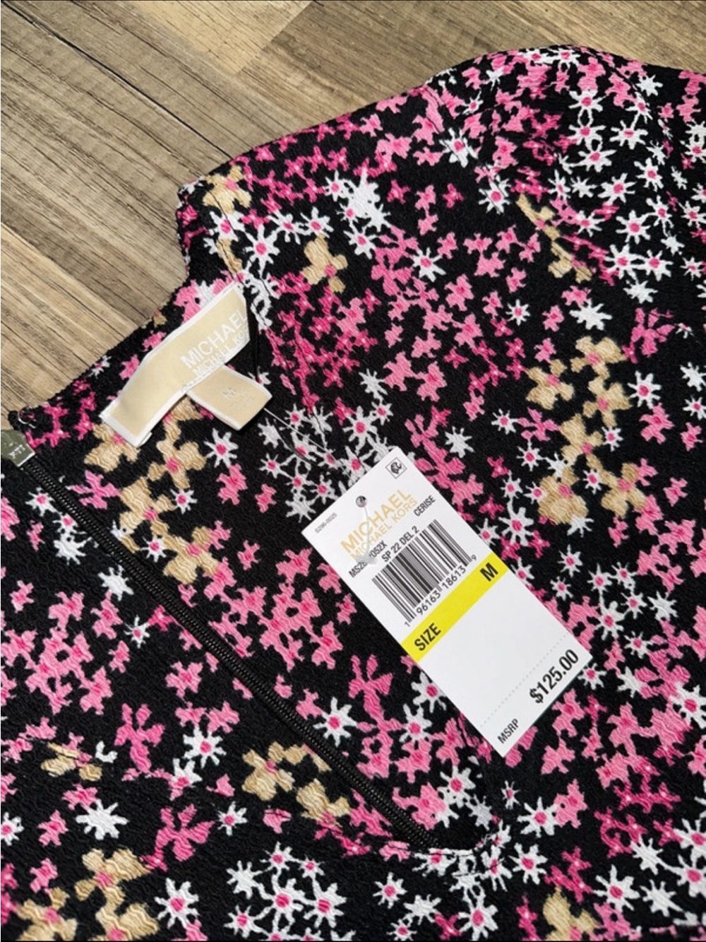 MICHAEL Michael Kors Black Floral Dress with Pink and White Flowers - Picture 3 of 5